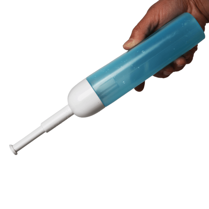 Rociador de bidé portátil de 350 ml color azul con válvula de bloqueo de aire X002